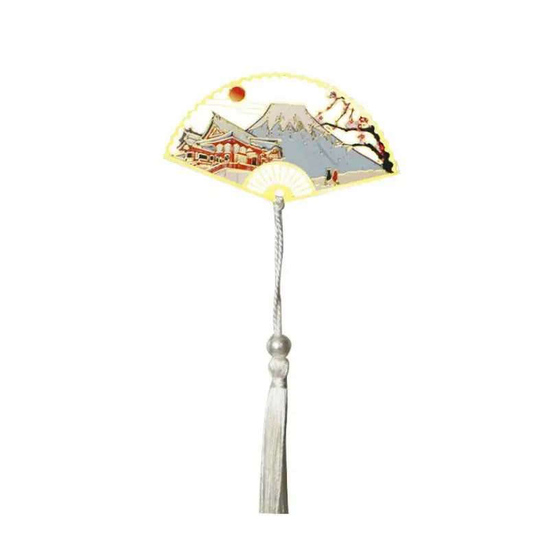 Elegant Chinese Style Metal Folding Fan Bookmark