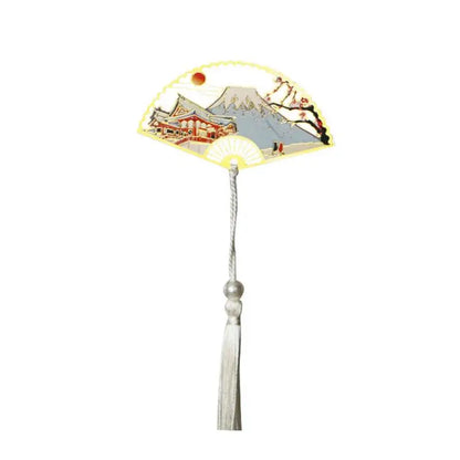 Elegant Chinese Style Metal Folding Fan Bookmark