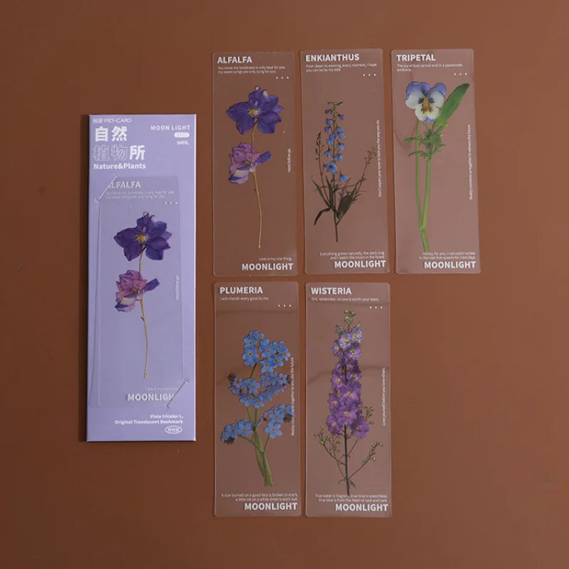 doculassy-pvc-retro-flower-leaves-series-transparent-bookmarks