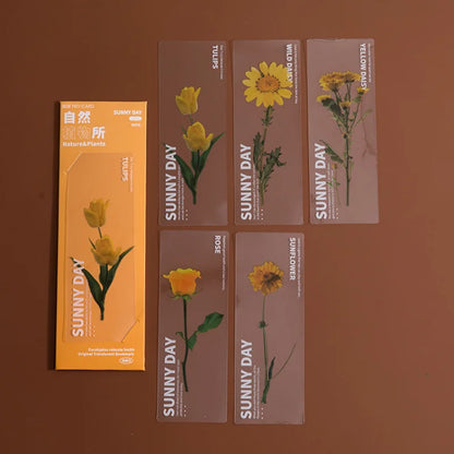 doculassy-pvc-retro-flower-leaves-series-transparent-bookmarks