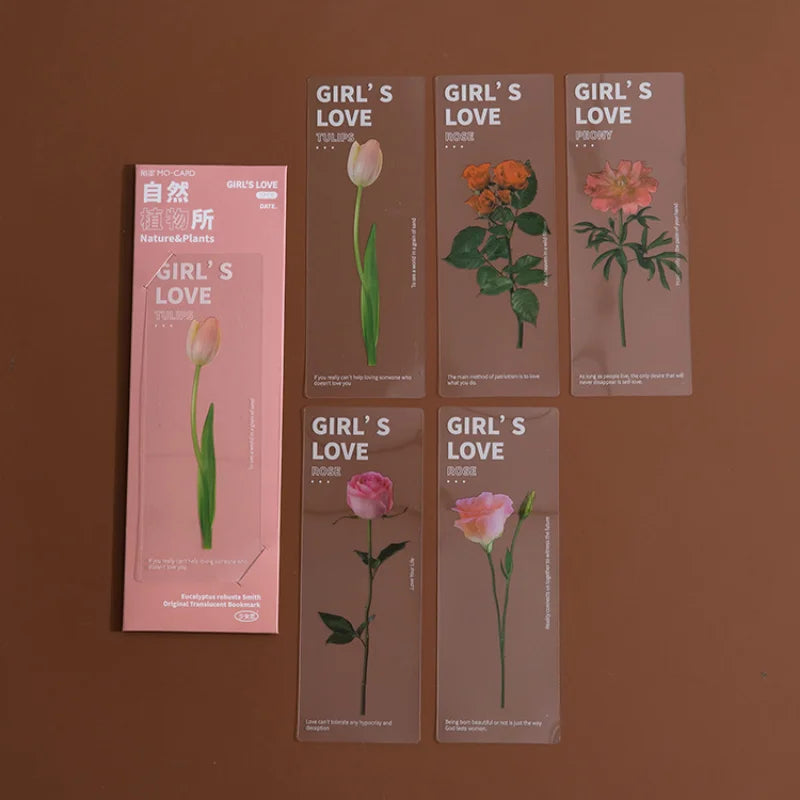 doculassy-pvc-retro-flower-leaves-series-transparent-bookmarks