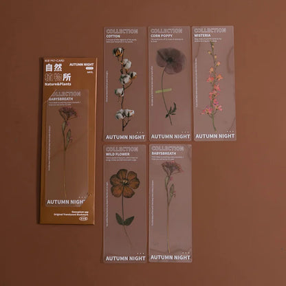 doculassy-pvc-retro-flower-leaves-series-transparent-bookmarks