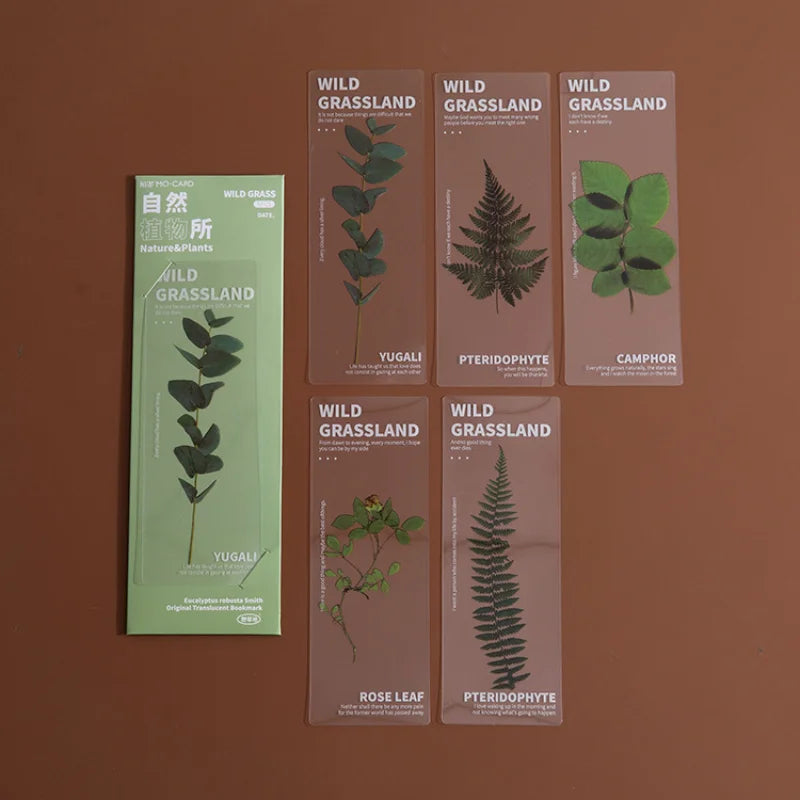 doculassy-pvc-retro-flower-leaves-series-transparent-bookmarks